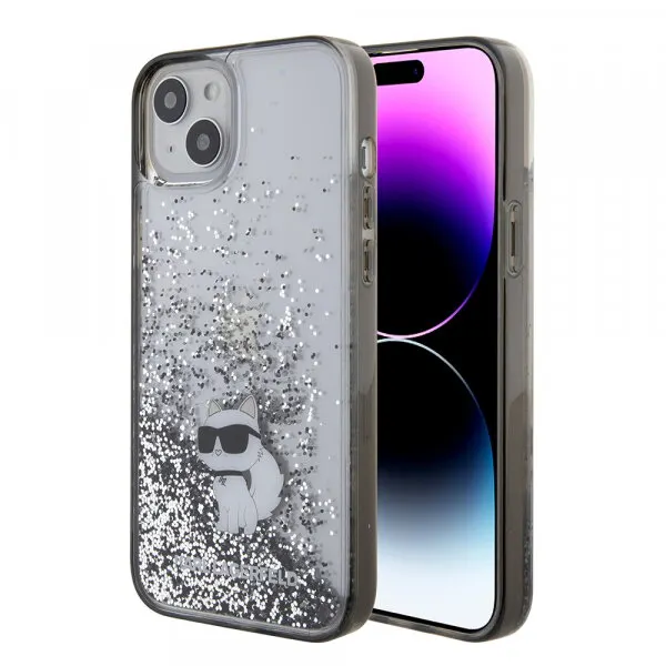 Karl Lagerfeld Husa pentru Apple iPhone 15 Plus, Karl Lagerfeld, Liquid Glitter Choupette, Transparenta