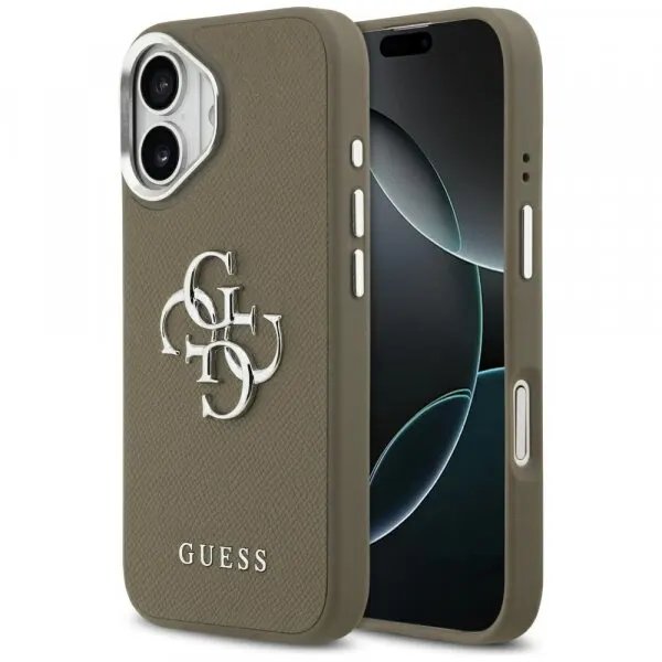 Guess Husa pentru Apple iPhone 17, Guess, 4G Grained Big And Classic Logo, Maro Argintie