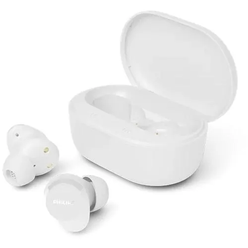 Casti True Wireless In-Ear Philips TAT1300WT/00, Bluetooth 6.0, Microfon, IPX4, Autonomie 24h (Alb)