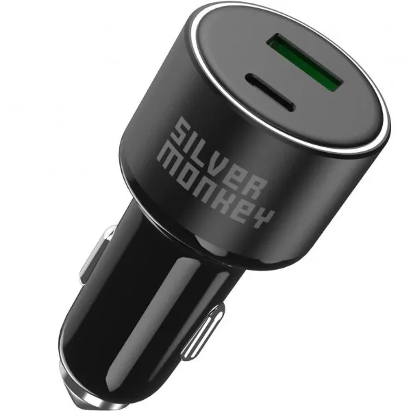 Silver Monkey Incarcator Auto Silver Monkey SMA014, 100W, 3A, 1 x USB-A - 1 x USB-C, Negru