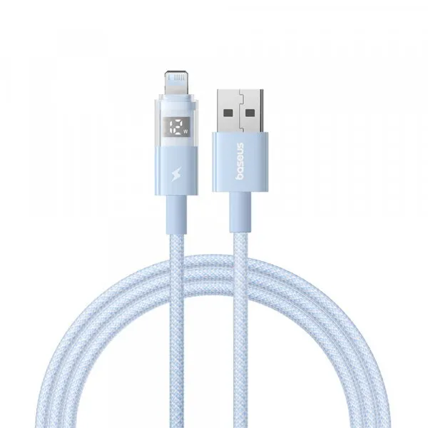BASEUS Cablu Date si Incarcare USB-A - Lightning Baseus Display 2, 12W, 1m, Albastru P10382700311-00