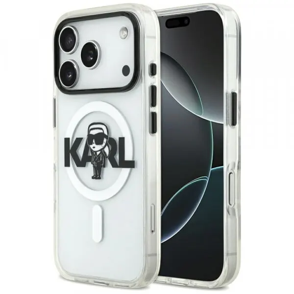 Karl Lagerfeld Husa MagSafe pentru Apple iPhone 17 Pro, Karl Lagerfeld, IML Sketch Logo Karl, Transparenta