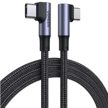 Ugreen CABLU alimentare si date Ugreen, US335, Fast Charging pt. smartphone, USB Type-C la USB Type-C 100W/5A Complete Angled 90°, braided, 1m, negru
