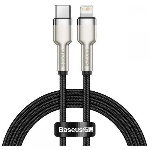 BASEUS CABLU alimentare si date Baseus Cafule Metal, Fast Charging Data Cable pt. smartphone, USB Type-C la Lightning Iphone PD 20W, braided, 2m, negru