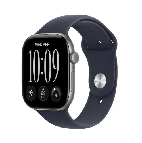 Smartwatch Apple Watch 12, GPS + Cellular, 46mm, Ecran Retina LTPO OLED, Chip S11 cu Procesor Dual-Core, 64GB Flash, Wi-Fi, Bluetooth, Carcasa Aluminiu, Curea Sport Band S/M (Gri)