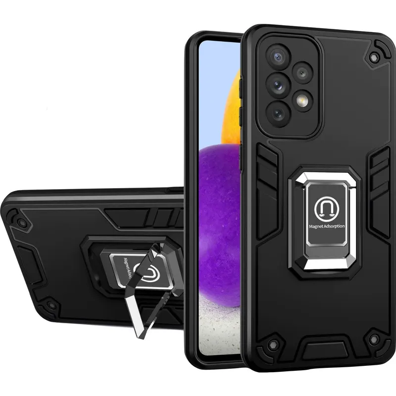 Husa Iron Warriors pentru iPhone 14 pro, Flippy, Hybrid Ring Holder Kickstand, Negru