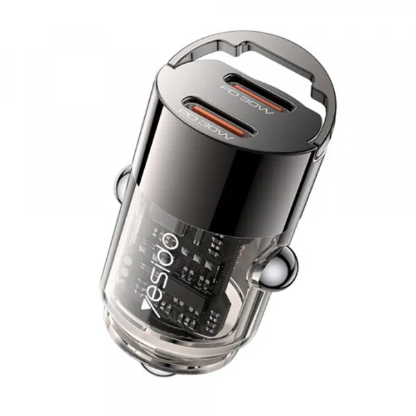 Yesido Incarcator Auto Yesido Y69, 30W, 3A, 2 x USB-C, Negru