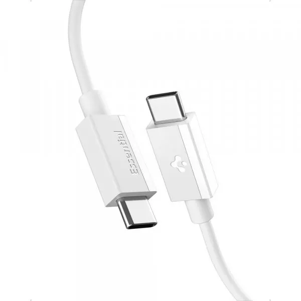 Spigen Cablu Date si Incarcare USB-C - USB-C Spigen Essential, 60W, 2m, Alb