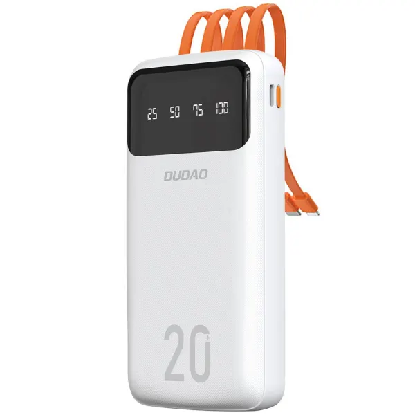 Dudao Baterie Externa Dudao K6Pro+, 20000mAh, 10W, 1 x Lightning - 1 x microUSB - 1 x USB-A - 1 x USB-C, Alba