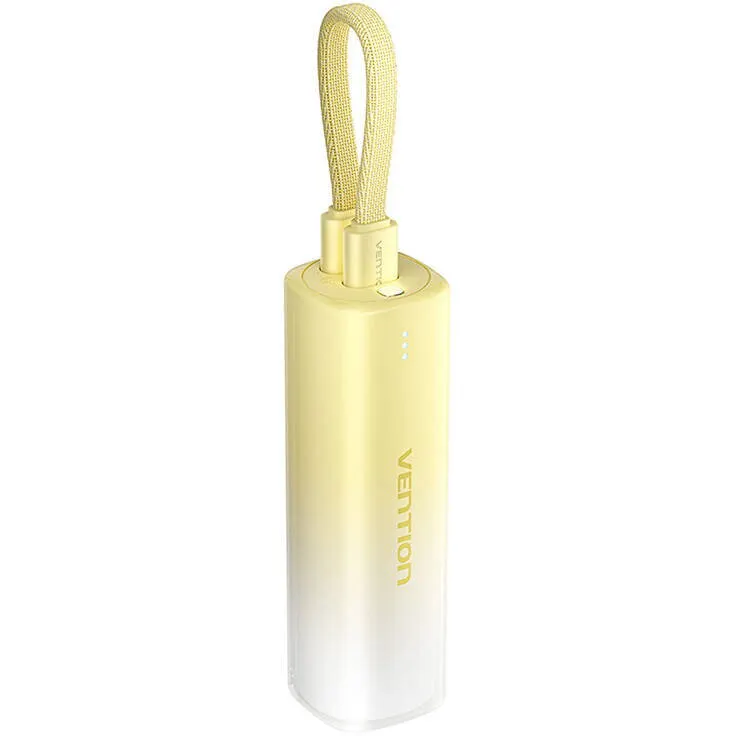 Vention Baterie externa, 5000mAh, Vention, 20W, USB-C, Lightning, 30x30x99.8mm, set cu cablu, Galben