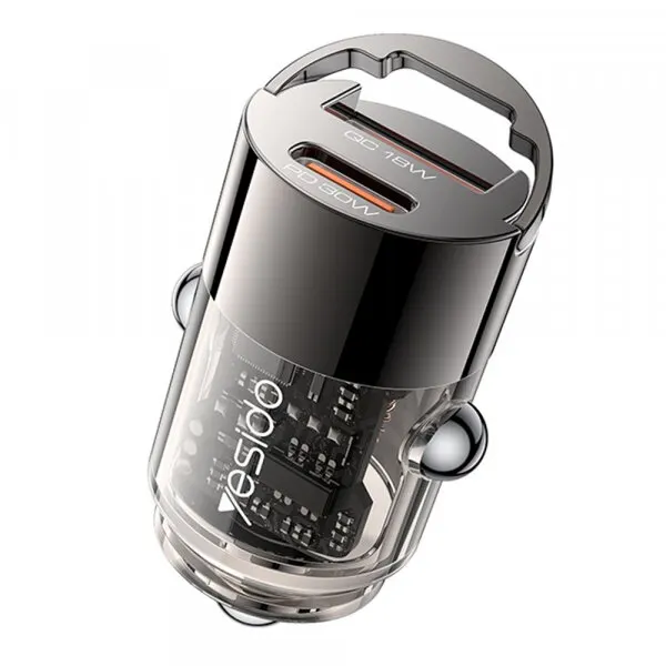 Yesido Incarcator Auto Yesido Y68, 30W, 3A, 1 x USB-A - 1 x USB-C, Negru