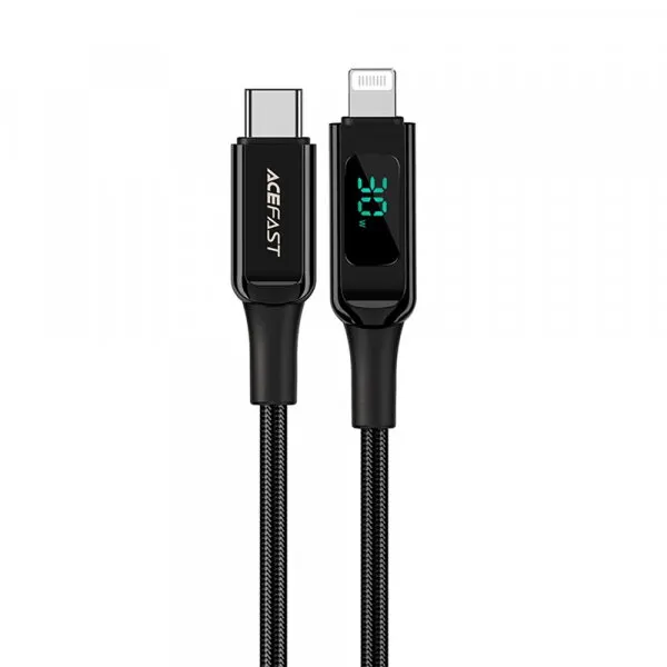 AceFast Cablu Date si Incarcare USB-C - Lightning Acefast C6-01 Display, 20W, 1.2m, Negru