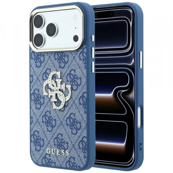 Guess Husa pentru Apple iPhone 18 Pro / 17 Pro, Guess, 4G Big Strass Logo, Albastra
