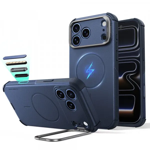 ESR Husa MagSafe pentru Apple iPhone 18 Pro Max / 17 Pro Max, ESR, Cyber Armor Kickstand, Albastra