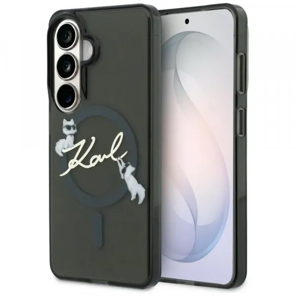 Karl Lagerfeld Husa MagSafe pentru Samsung Galaxy S26 S942, Karl Lagerfeld, IML Choupette Karl Script Logo, Neagra