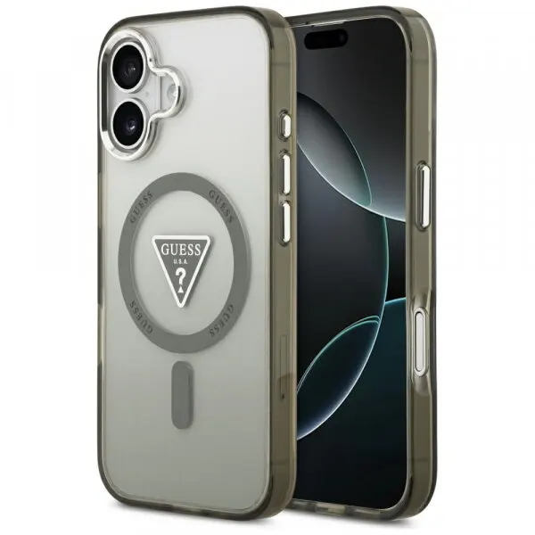 Guess Husa MagSafe pentru Apple iPhone 17, Guess, IML Gradient Triangle Logo, Kaki Argintie