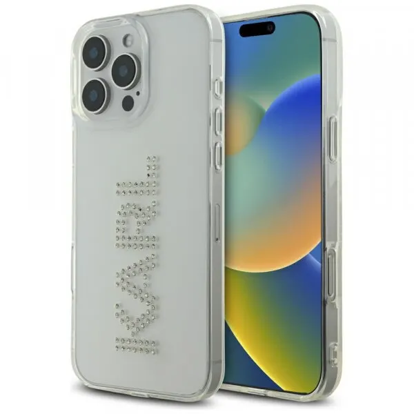 Karl Lagerfeld Husa pentru Apple iPhone 16 Pro, Karl Lagerfeld, IML Rhinestones Transparent Logo, Transparenta