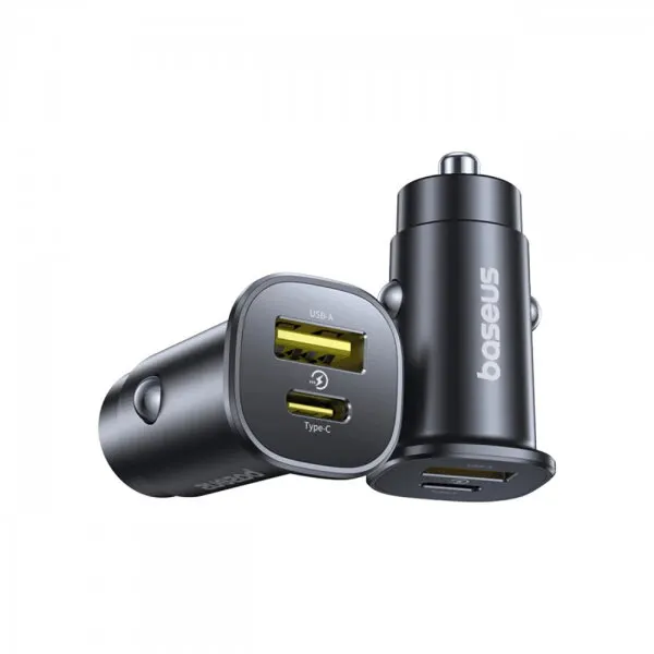 BASEUS Incarcator Auto Baseus GoTrip, 30W, 3A, 1 x USB-A - 1 x USB-C, Negru C00072300123-00