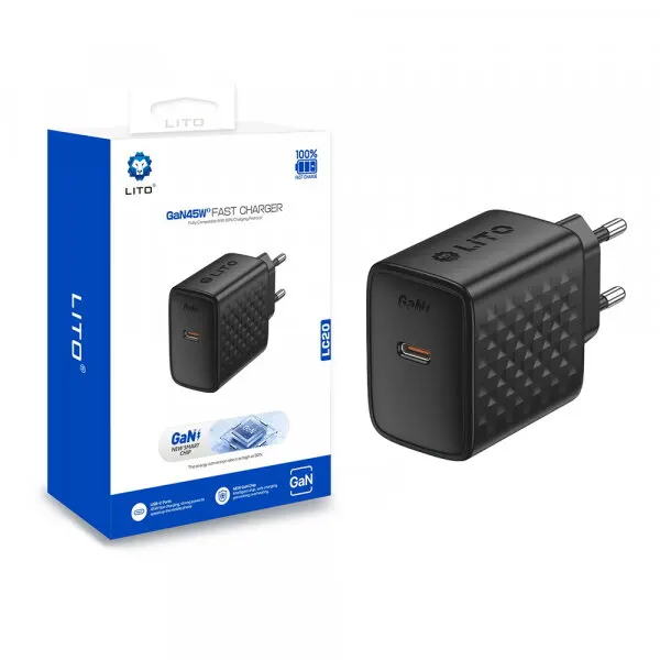 LITO Incarcator Retea Lito LC20, 45W, 3A, 1 x USB-C, Negru