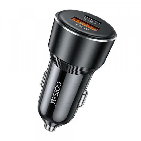Yesido Incarcator Auto Yesido Y64, 50W, 3A, 1 x USB-A - 1 x USB-C, Negru