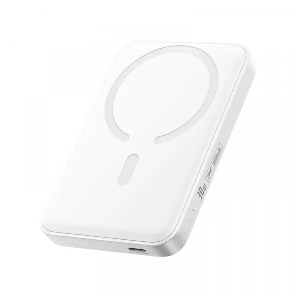 BASEUS Baterie Externa Wireless Baseus EnerFill FM11, 10000mAh, 30W, PD + FQI, 1 x QI - 1 x USB-C, Alba