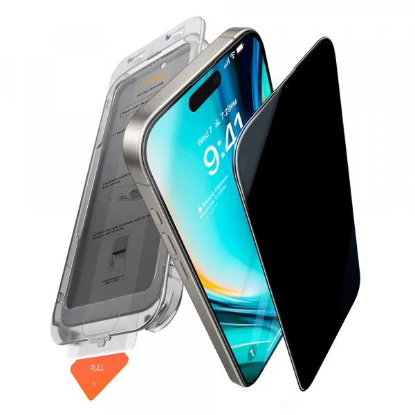 Torras Folie de protectie Ecran Privacy Torras GlassGo Install Master pentru Apple iPhone 16, Sticla Securizata, Full Glue