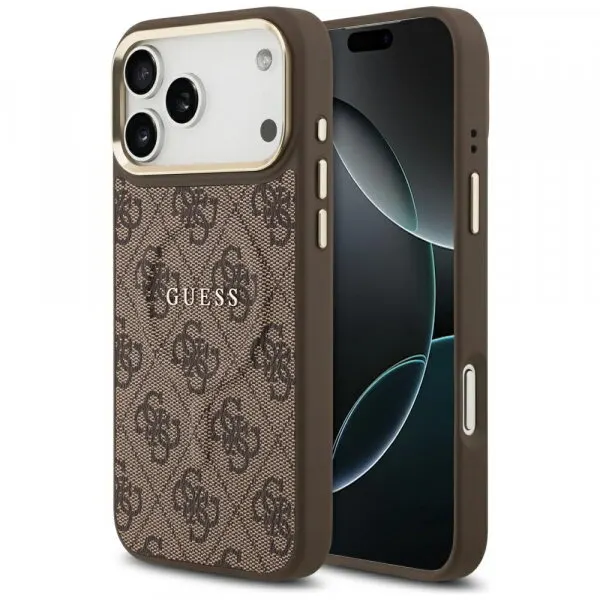 Guess Husa MagSafe pentru Apple iPhone 18 Pro Max / 17 Pro Max, Guess, 4G Embossed Ring Classic Logo, Maro