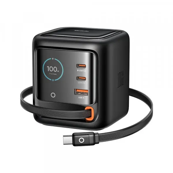 Mcdodo Incarcator Statie Cu Cablu USB-C Mcdodo FreeGo CH-1391 Display, 100W, 5A, 1 x USB-A - 2 x USB-C, Negru