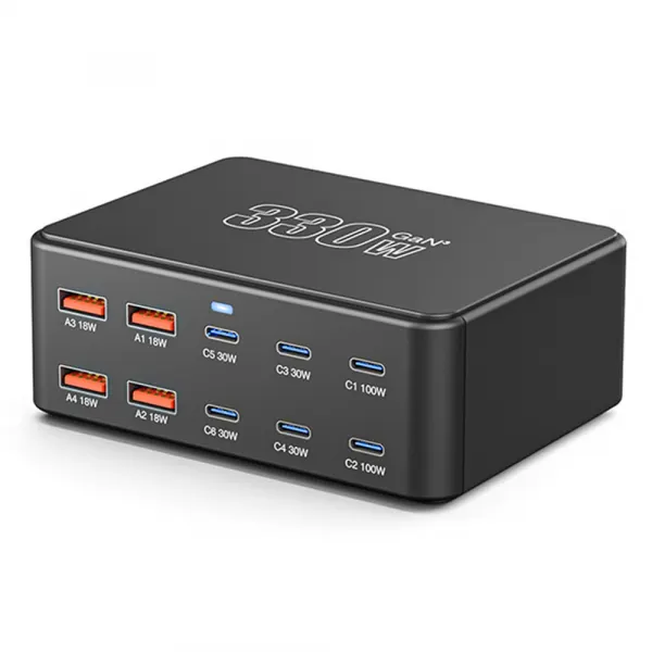 OEM Incarcator Statie OEM HW66, 330W, 5A, 4 x USB-A - 6 x USB-C, Negru