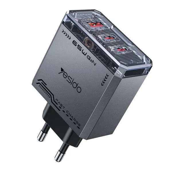 Yesido Incarcator Retea Yesido YC101, 65W, 3.25A, 1 x USB-A - 2 x USB-C, Negru