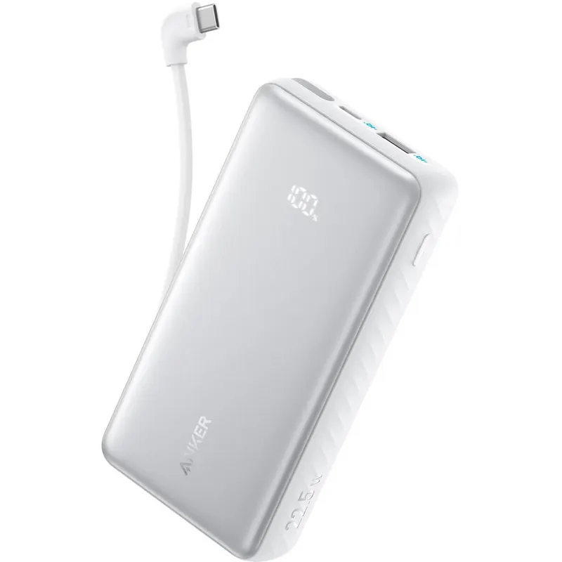 Anker Baterie externa Anker Zolo 10.000 mAh, 22.5W, cablu USB-C inclus, USB-C, USB-A, Alb