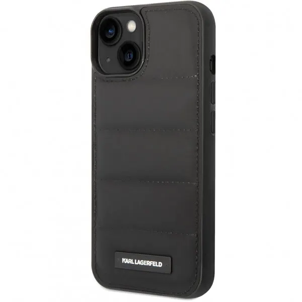 Karl Lagerfeld Husa pentru Apple iPhone 14 Plus, Karl Lagerfeld, Quilted Puffy Metal Logo, Neagra