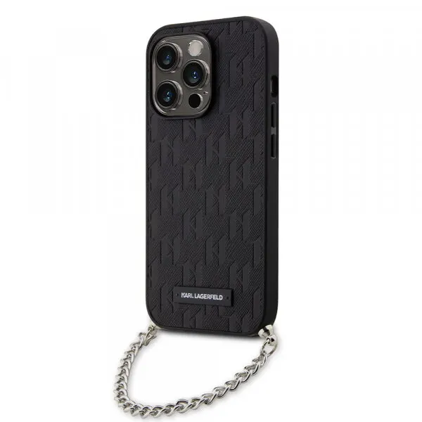 Karl Lagerfeld Husa pentru Apple iPhone 14 Pro, Karl Lagerfeld, Saffiano Monogram Chain, Neagra