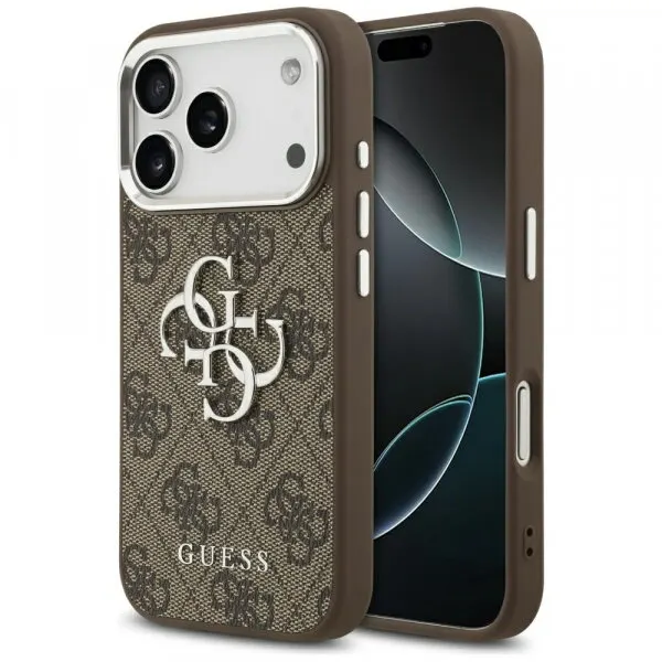 Guess Husa pentru Apple iPhone 17 Pro, Guess, Big 4G Logo Classic, Maro Argintie