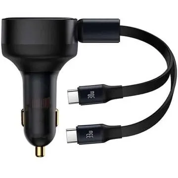 BASEUS Incarcator auto Baseus Enjoyment 2in1 USB-C, 33 W, Negru