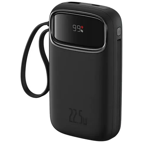 BASEUS Power bank Baseus Qpow2 Dual-Cable, 20000mAh, PD 3.0 + QC 3.0 22.5W, 1 x USB, 1 x Iphone Lightning, 2 x USB Type-C, digital display pentru status baterie, total 2.4A, negru