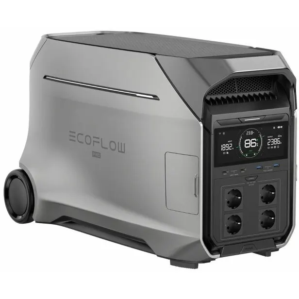 ECOFLOW Incarcator solar, Ecoflow Delta 3 Pro, capacitate 4096Wh, putere 4000W, dimensiuni 693x341x410mm, Argintiu