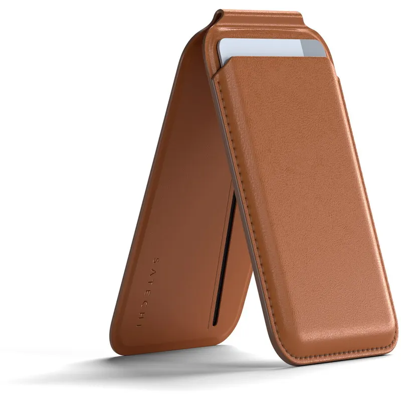 Satechi Satechi Vegan-Leather Magnetic Wallet Stand (iPhone 12/13/14/15 all models) - Brown