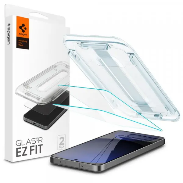 Spigen Folie de protectie Ecran Spigen GlastR EZ FIT pentru Samsung Galaxy A56 A566 / S24 FE S721, Sticla Securizata, Full Glue, Set 2 bucati AGL08729