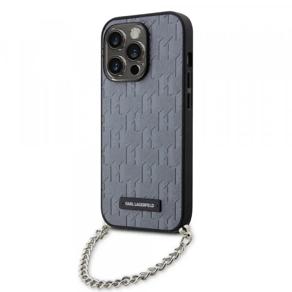 Karl Lagerfeld Husa pentru Apple iPhone 14 Pro, Karl Lagerfeld, Saffiano Monogram Chain, Argintie