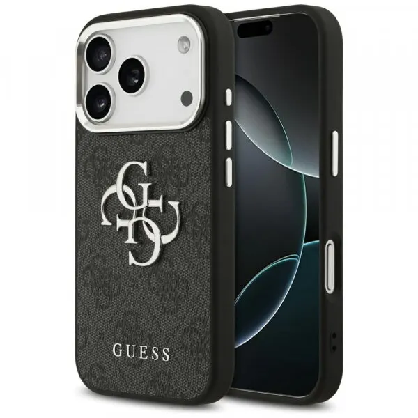 Guess Husa pentru Apple iPhone 17 Pro, Guess, Big 4G Logo Classic, Neagra Argintie