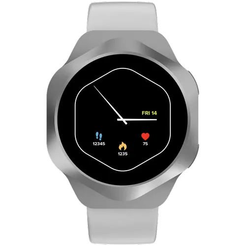 Smartwatch CANYON Hexagon 88, Bluetooth, Ecran AMOLED 1.43inch, Pedometru, Senzor G, Ritm cardiac (Argintiu)