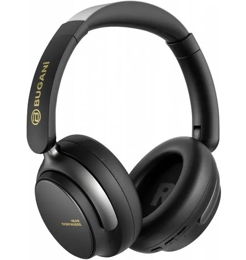 Casti Stereo Wireless Bugani Space BH01, Bluetooth, MultiPoint, A2DP, ANC, Negru