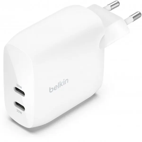 Belkin Incarcator Retea Belkin BoostCharge Pro Dual, 60W, 3A, 2 x USB-C, Alb WCB010vfWH