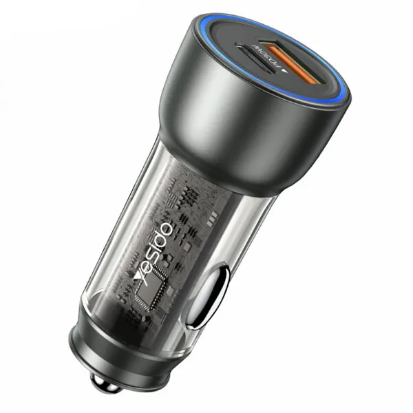 Yesido Incarcator Auto Yesido Y49, 30W, 3A, 1 x USB-A - 1 x USB-C, Gri