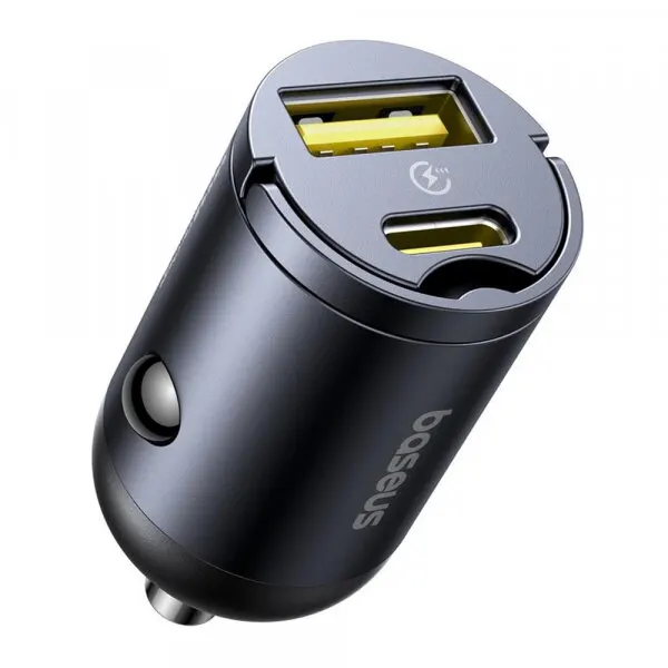 BASEUS Incarcator Auto Baseus Tiny Star, 30W, 3A, 1 x USB-A - 1 x USB-C, Negru C00035001121-02