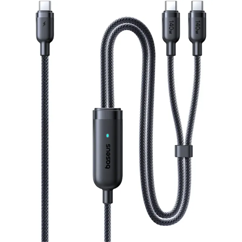 BASEUS Cablu Baseus Flash 4 140W 2-in-1 Fast Charging USB-C, 1.5m, Negru