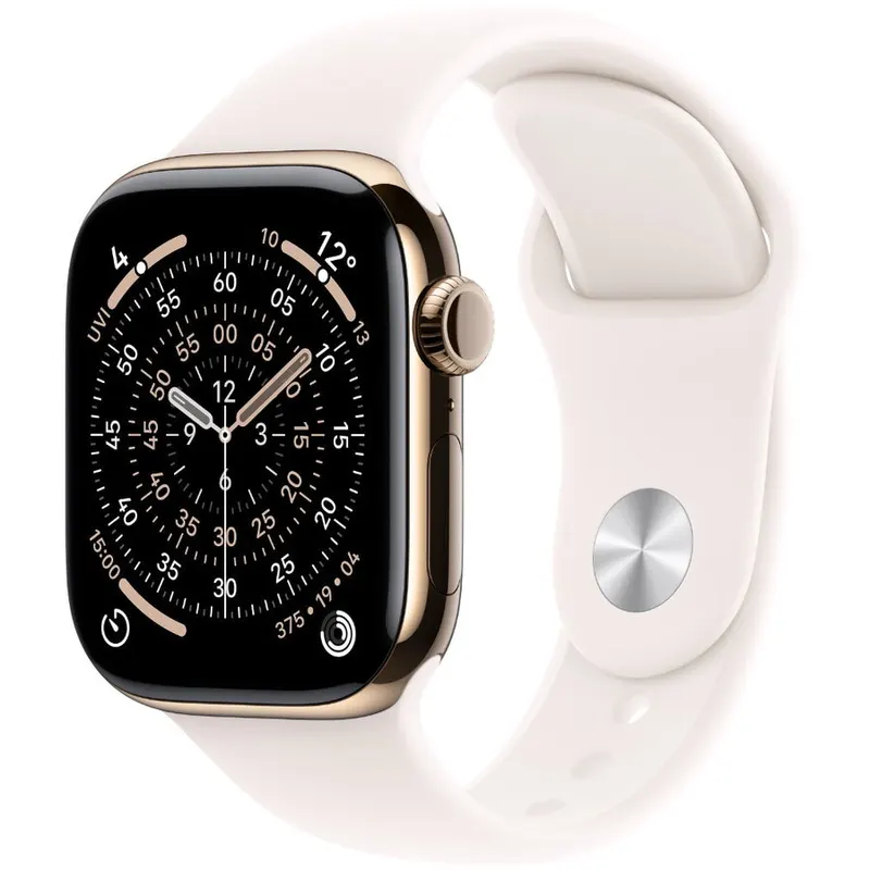 Apple Apple Watch 11 GPS + Cellular, Carcasa Gold Titanium 42mm, Light Blush Sport Band - S/M