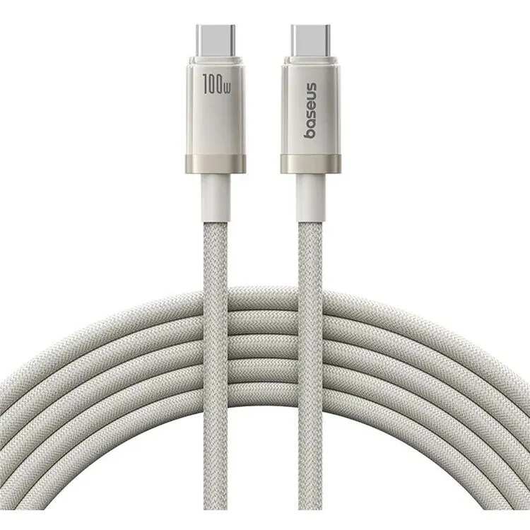 BASEUS CABLU alimentare si date Baseus Titanium, pt smartphone, USB Type-C la USB Type-C 100W, Braided, 1m, Galben P10378100G21-00