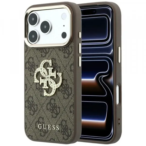 Guess Husa pentru Apple iPhone 18 Pro Max / 17 Pro Max, Guess, 4G Big Strass Logo, Maro